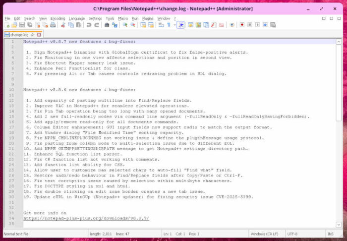 Notepad++ is now running on Linux.