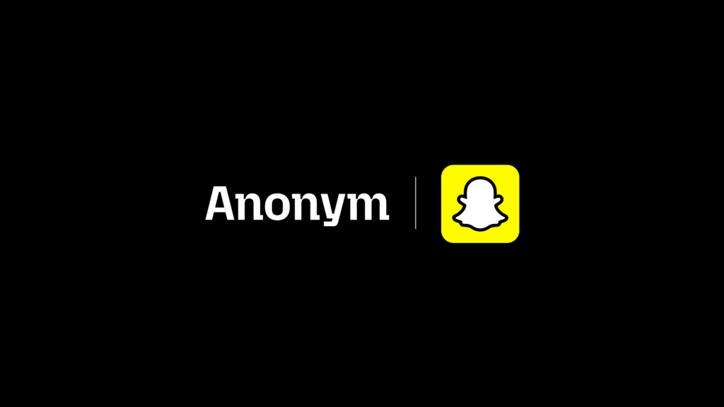 The Anonym wordmark and the Snap, Inc. logo are shown side by side.
