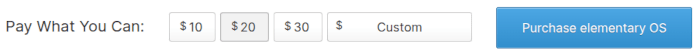 Prompt to purchase elementaryOS.