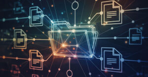 Digital folder network symbolizing open-source infrastructure and code dependencies