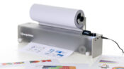 Open printer printing in color.