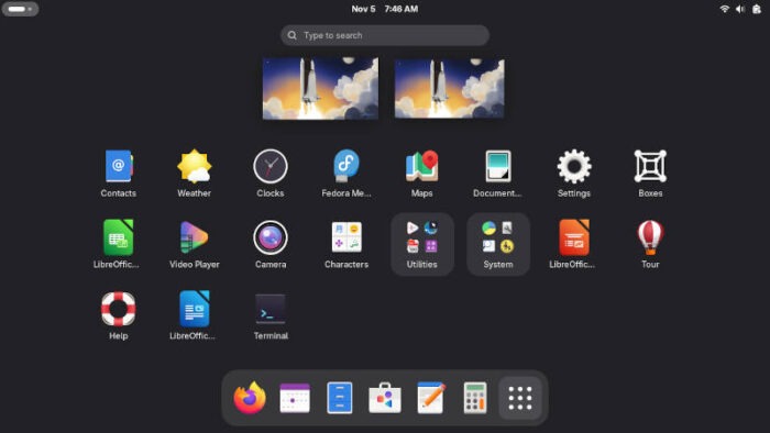 The complete list of Fedora 43 Workstation programs.