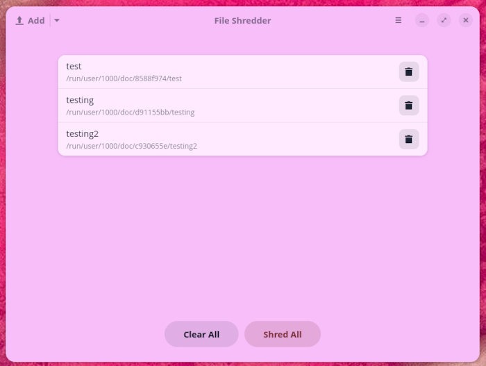You can add all the files you need for batch shredding.