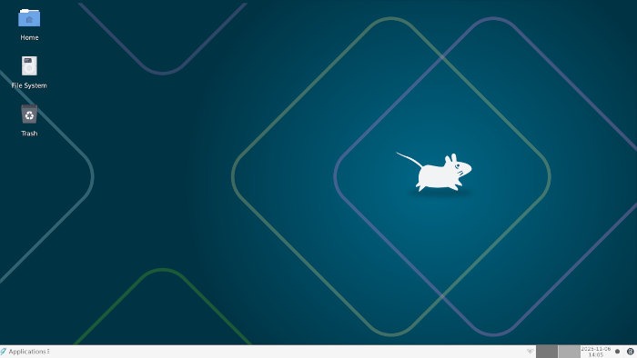 The GhostBSD 25.02 Xfce desktop is pretty straightforward, with the panel on the bottom.