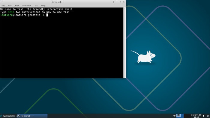 The Friendly Interactive SHell, or Fish for short, is the go-to terminal in GhostBSD.