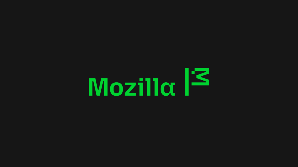 The Mozilla logo in green on a black background