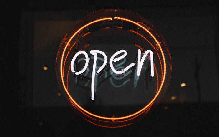 Open sign.