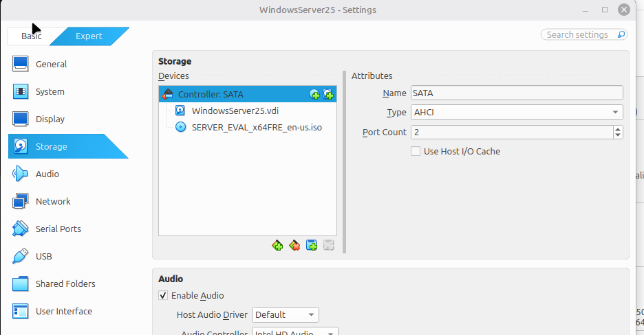 VirtualBox storage options