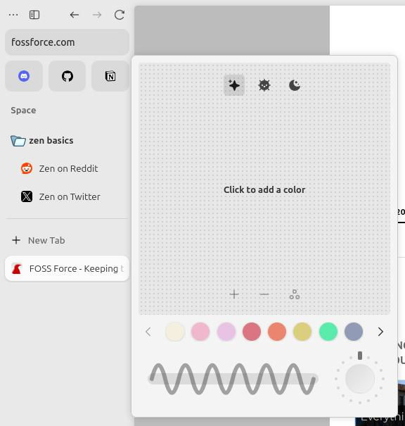 Editing themes in Zen Browser.