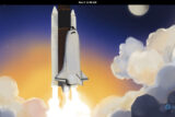 The Fedora 43 Workstation desktop with its Space Shuttle motif.